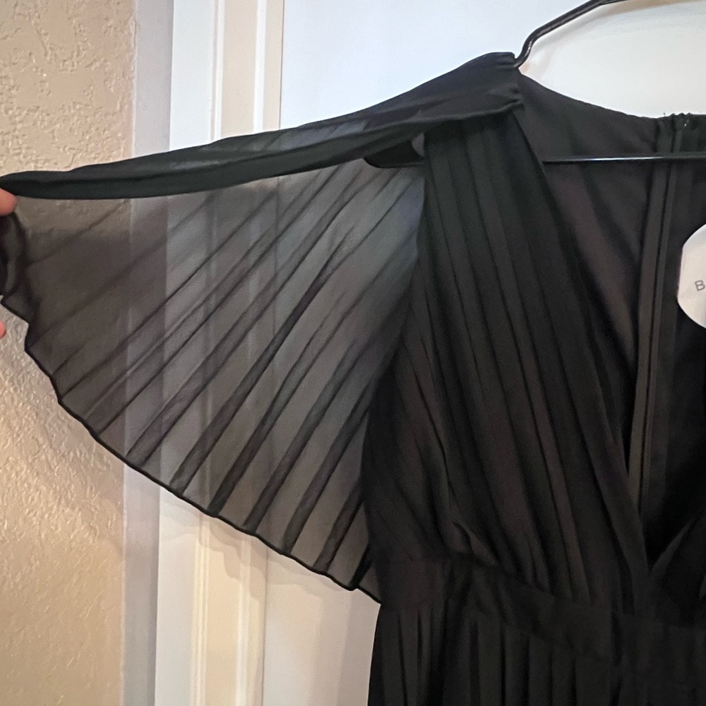 Elegant Black Pleated Paint Suit (has attached cape)